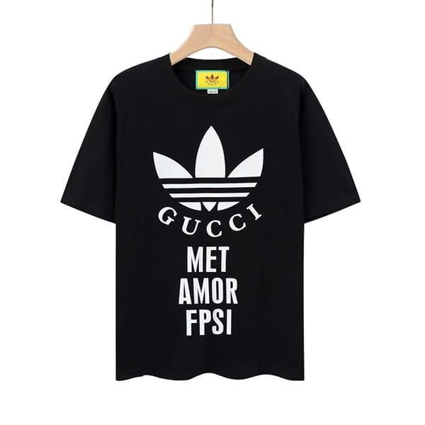 すぐ届グッチ adidasコラボ コットンジャージー Tシャツ フェイク 3色 gup41477